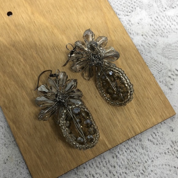 Handmade artisan crystal bead sterling silver 925 earrings sparkling statement - Picture 4 of 6